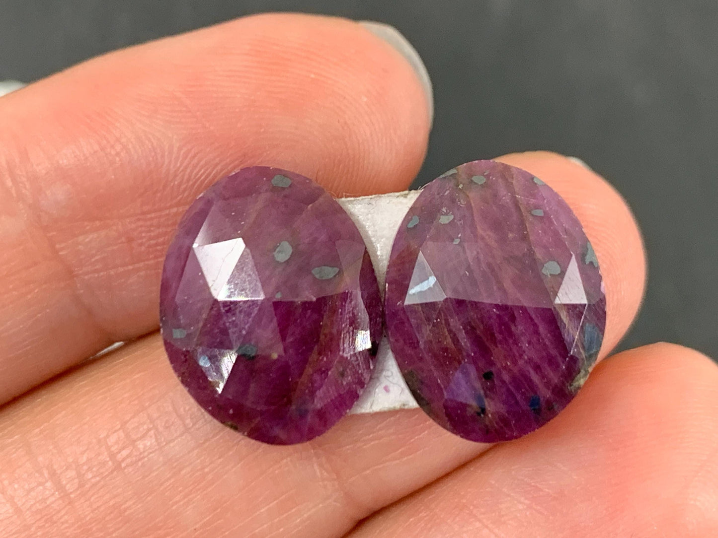 Faceted Ruby pair 12x15x4mm cabochon