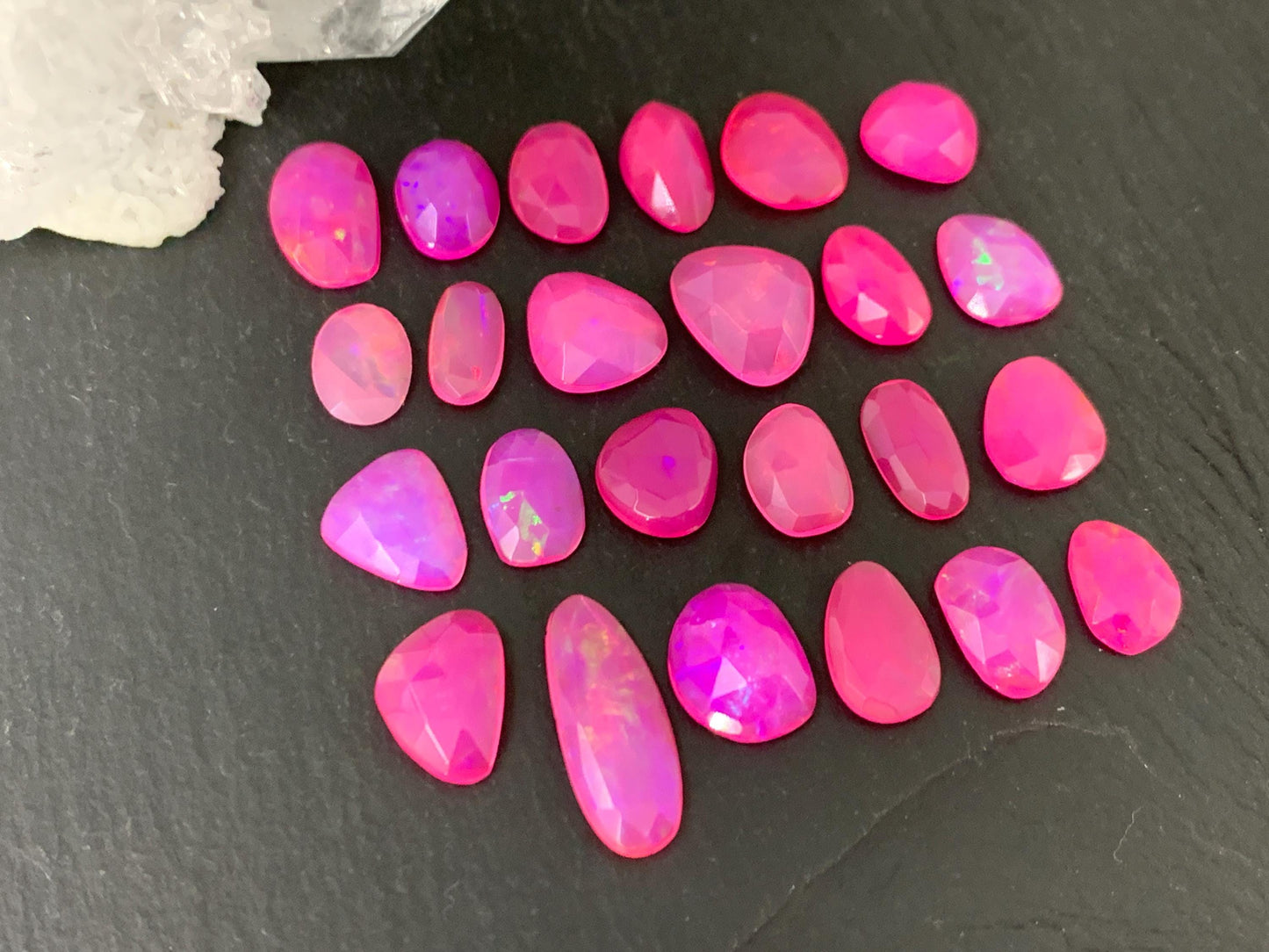 Faceted Pink Ethiopian Opal 9-18mm long cabochon