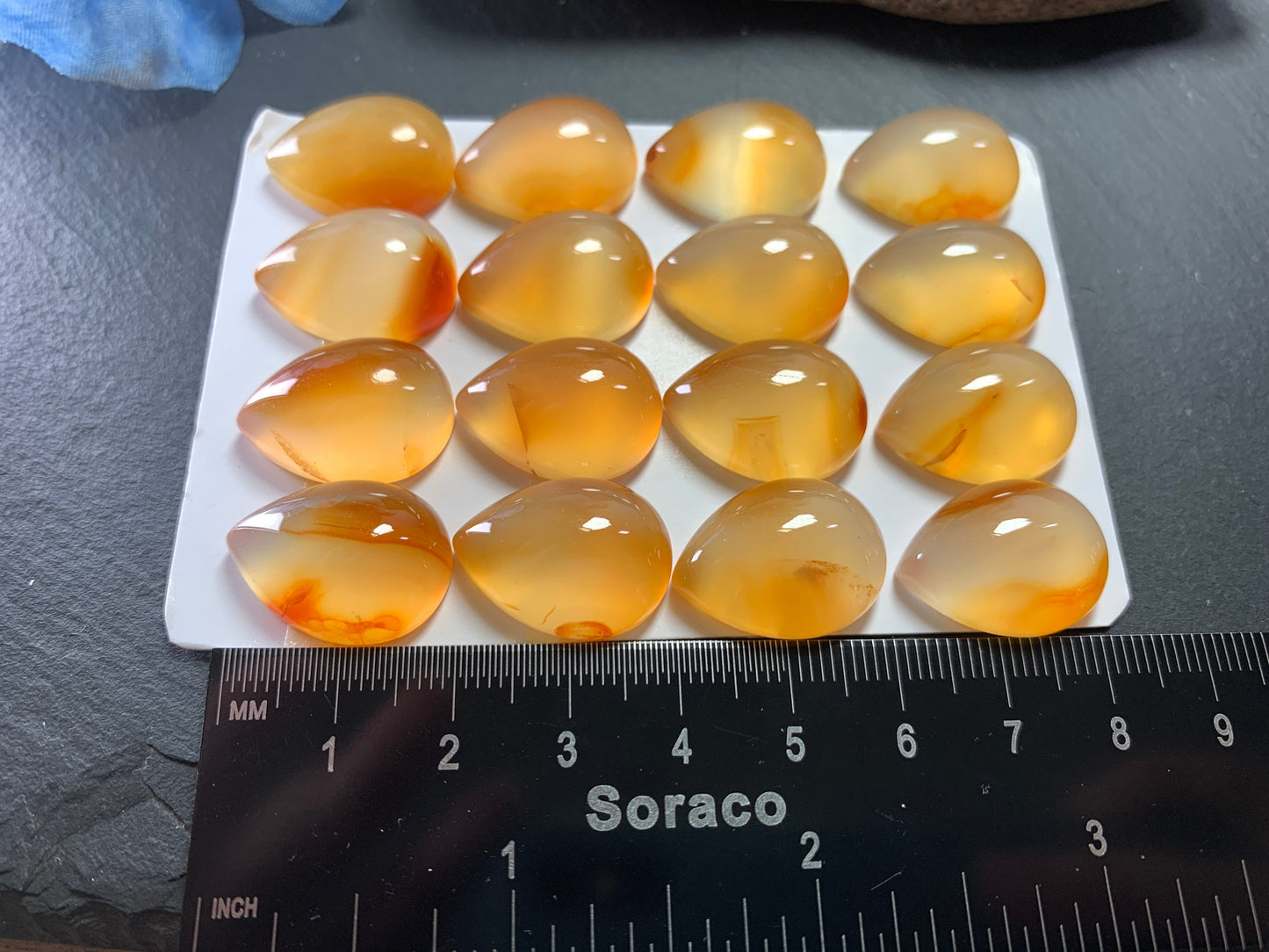 Carnelian pear 15x20mm cabochon - Calibrated cabochons