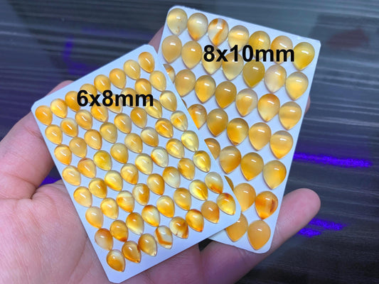 Carnelian pear 6x8mm, 8x10mm cabochon- Calibrated Carnelian