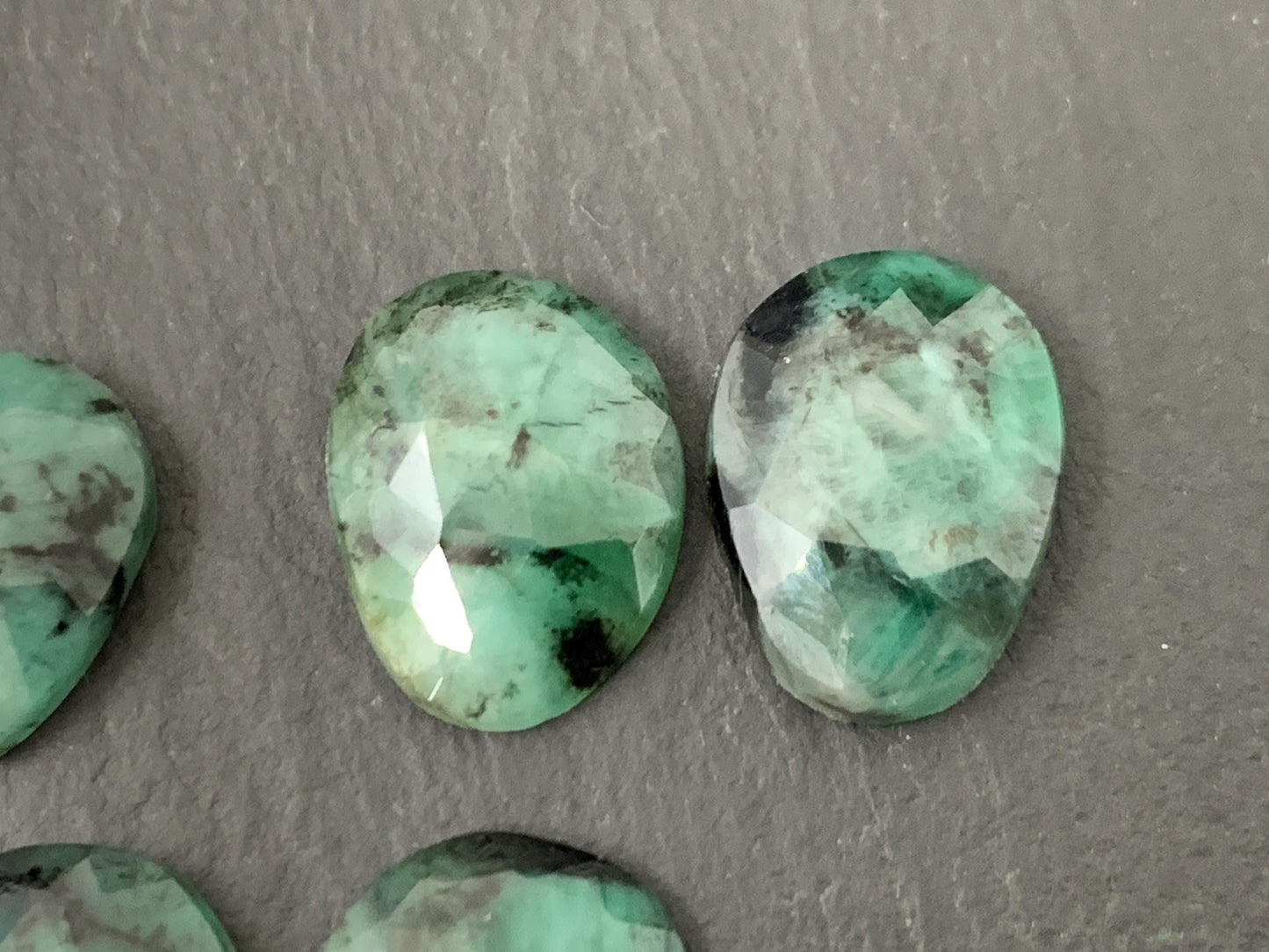 Faceted Emerald Pair 13-15mm long cabochons- Select your pair | W222-3