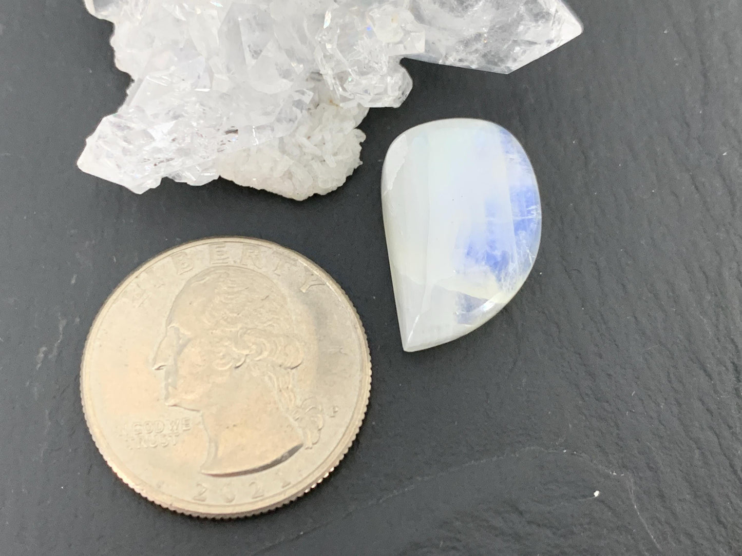 Rainbow Moonstone 21x13x8mm cabochon