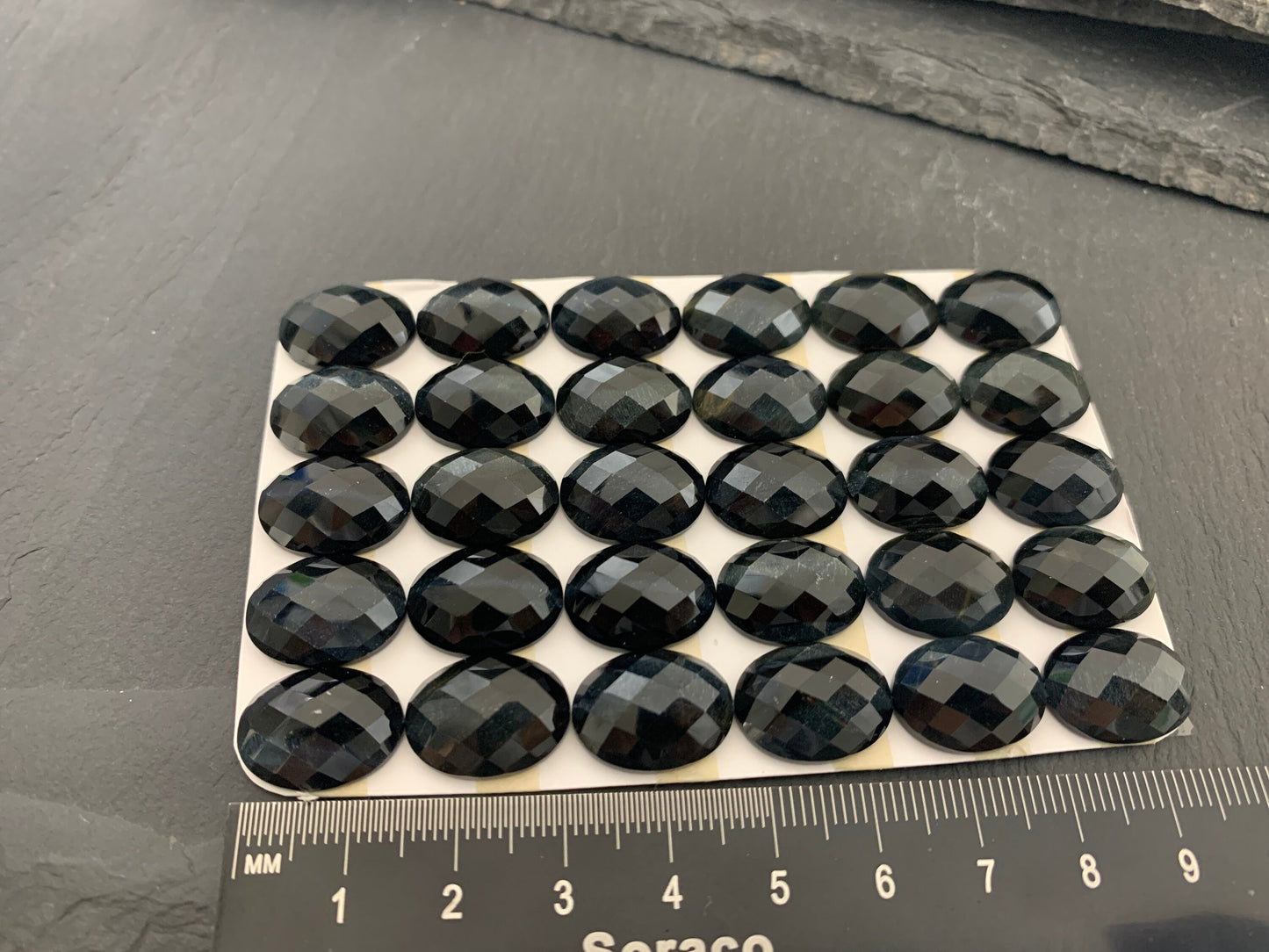 Faceted Blue Tiger Eye oval 12x16mm cabochon - Calibrated cabochons