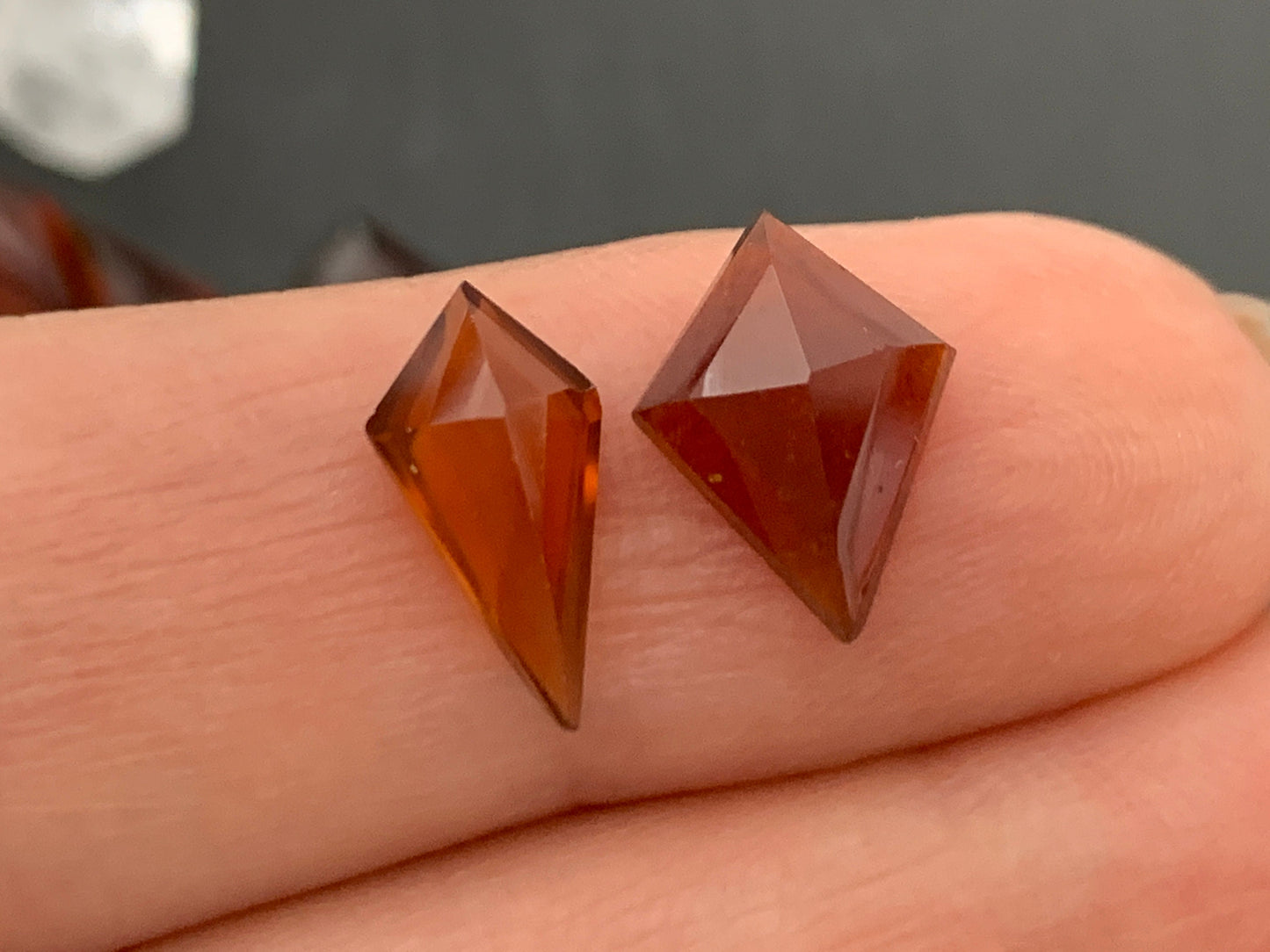 Faceted Hessonite Garnet kite 6x9mm, 6x12mm, 8x12mm cabochon