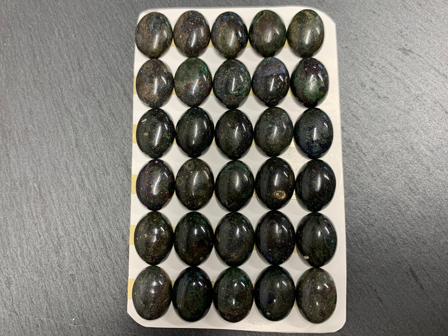 Black Andamooka Opal oval 12x16mm cabochon - Matrix Australian Opal