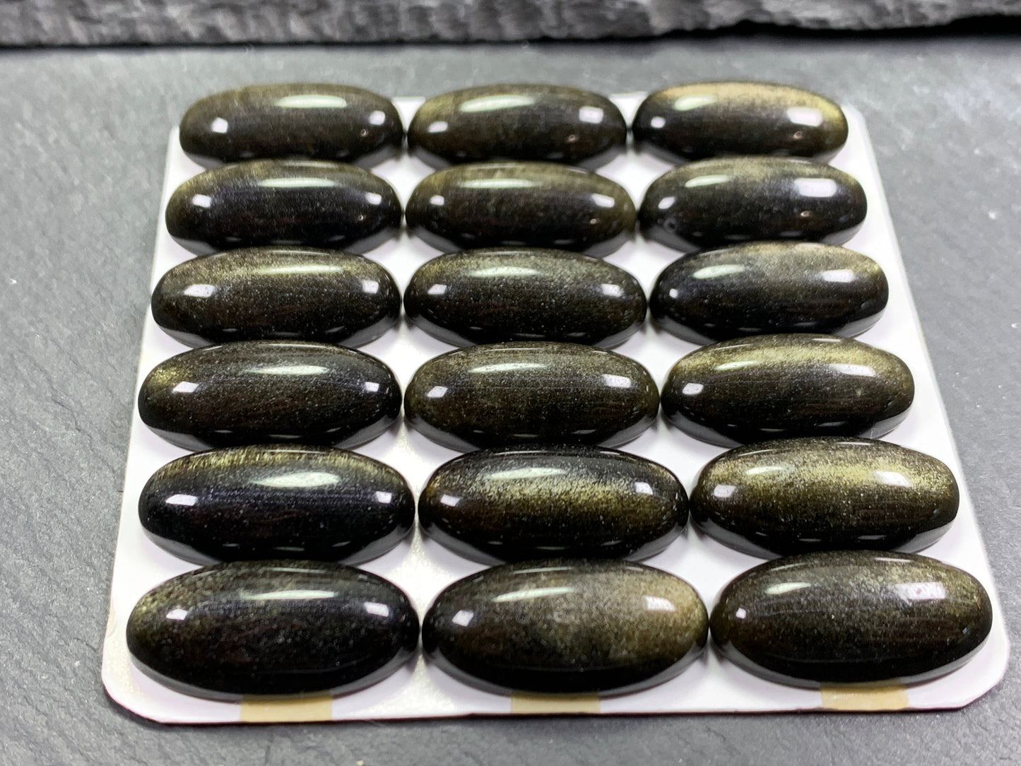Gold Obsidian oval 10x20mm cabochon - Calibrated cabochons