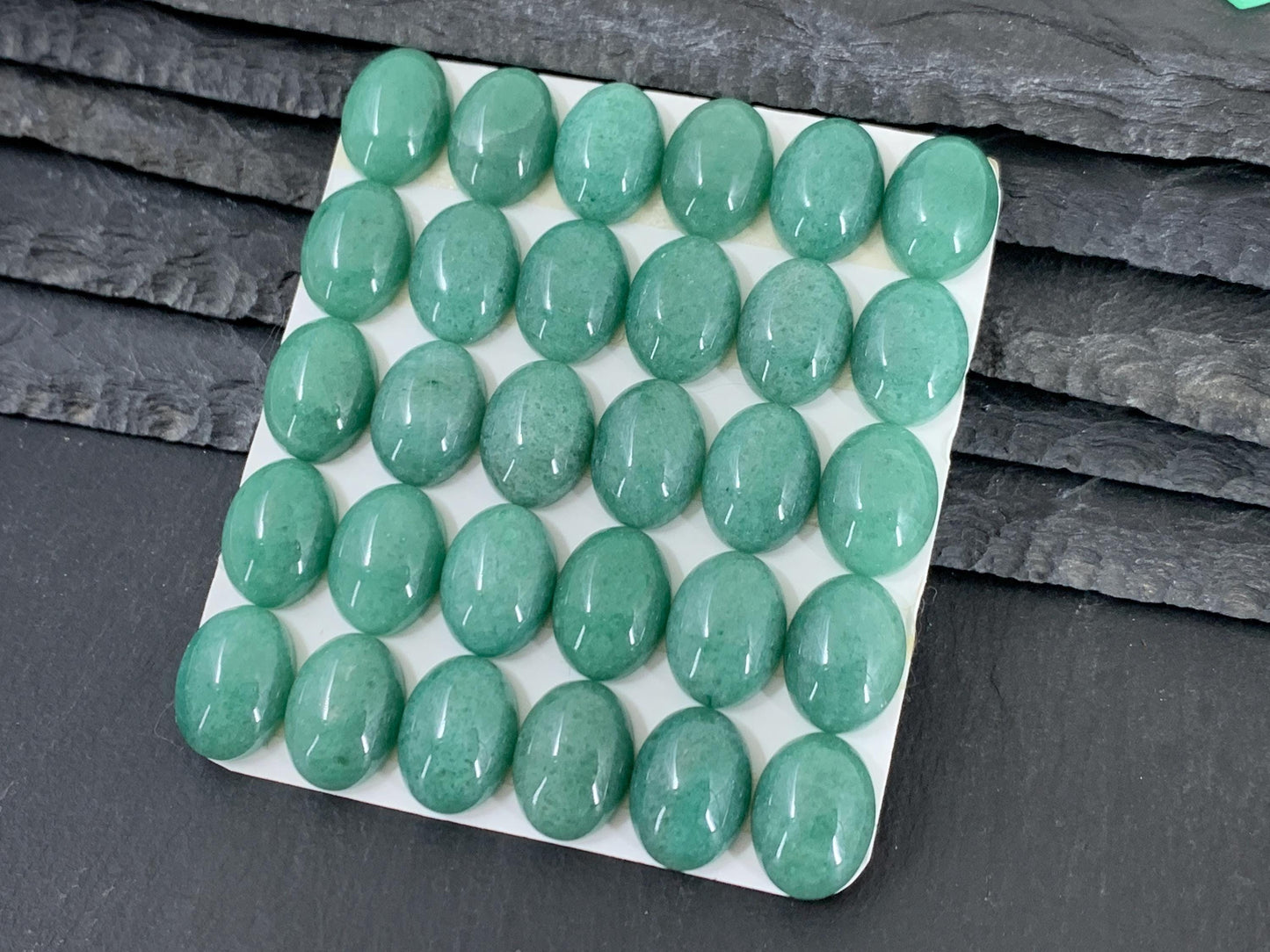 Green Aventurine Cabochon - 12x16mm Oval Calibrated Gemstone for Jewelry Making