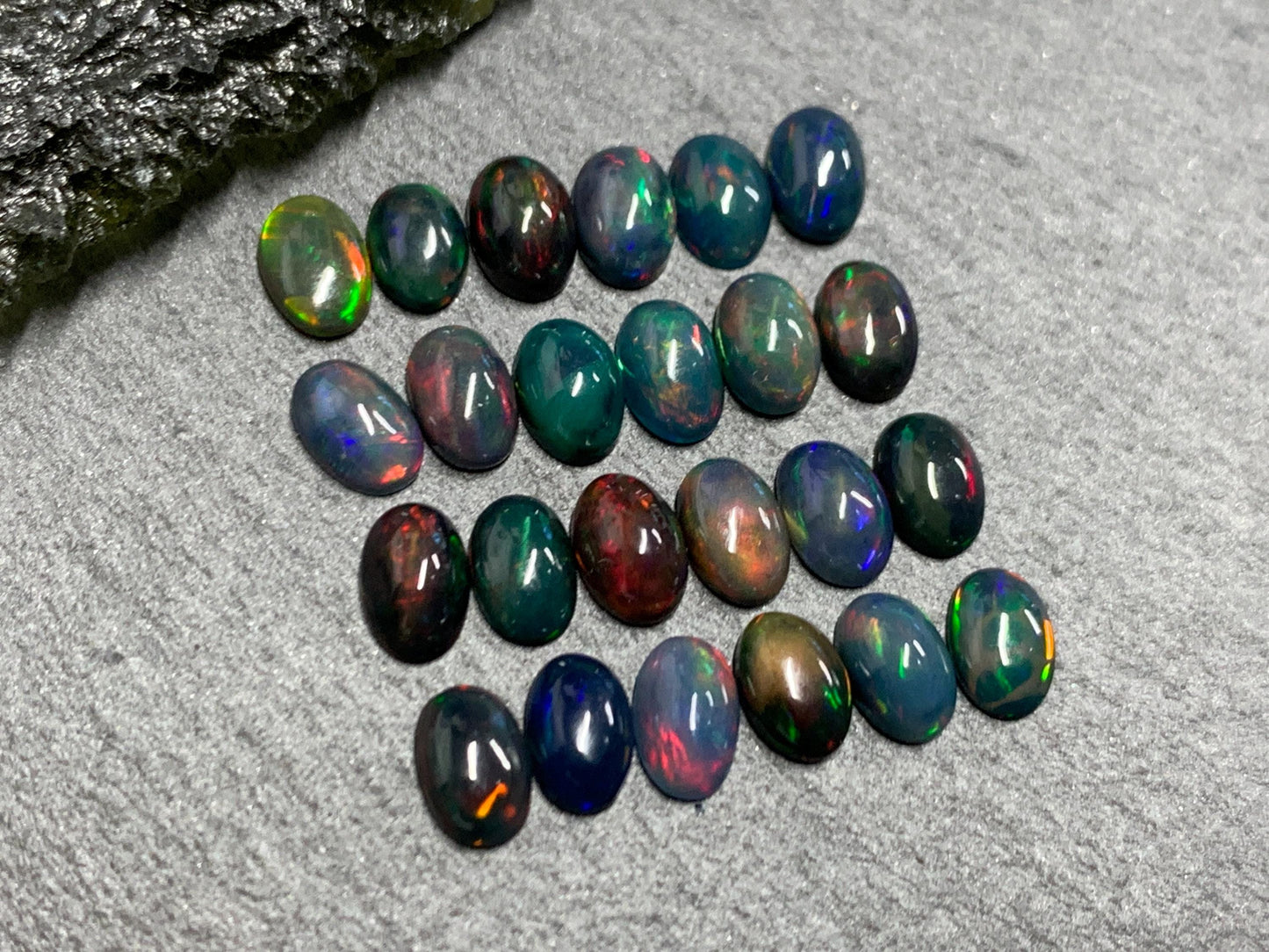 Black Ethiopian Opal 4x6mm cabochon
