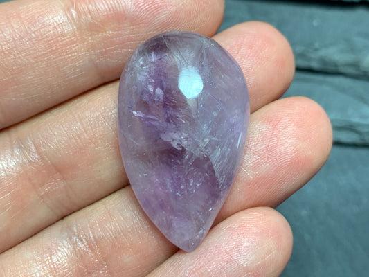 Amethyst pear 33x20x9mm cabochon - free form hand cut in Africa