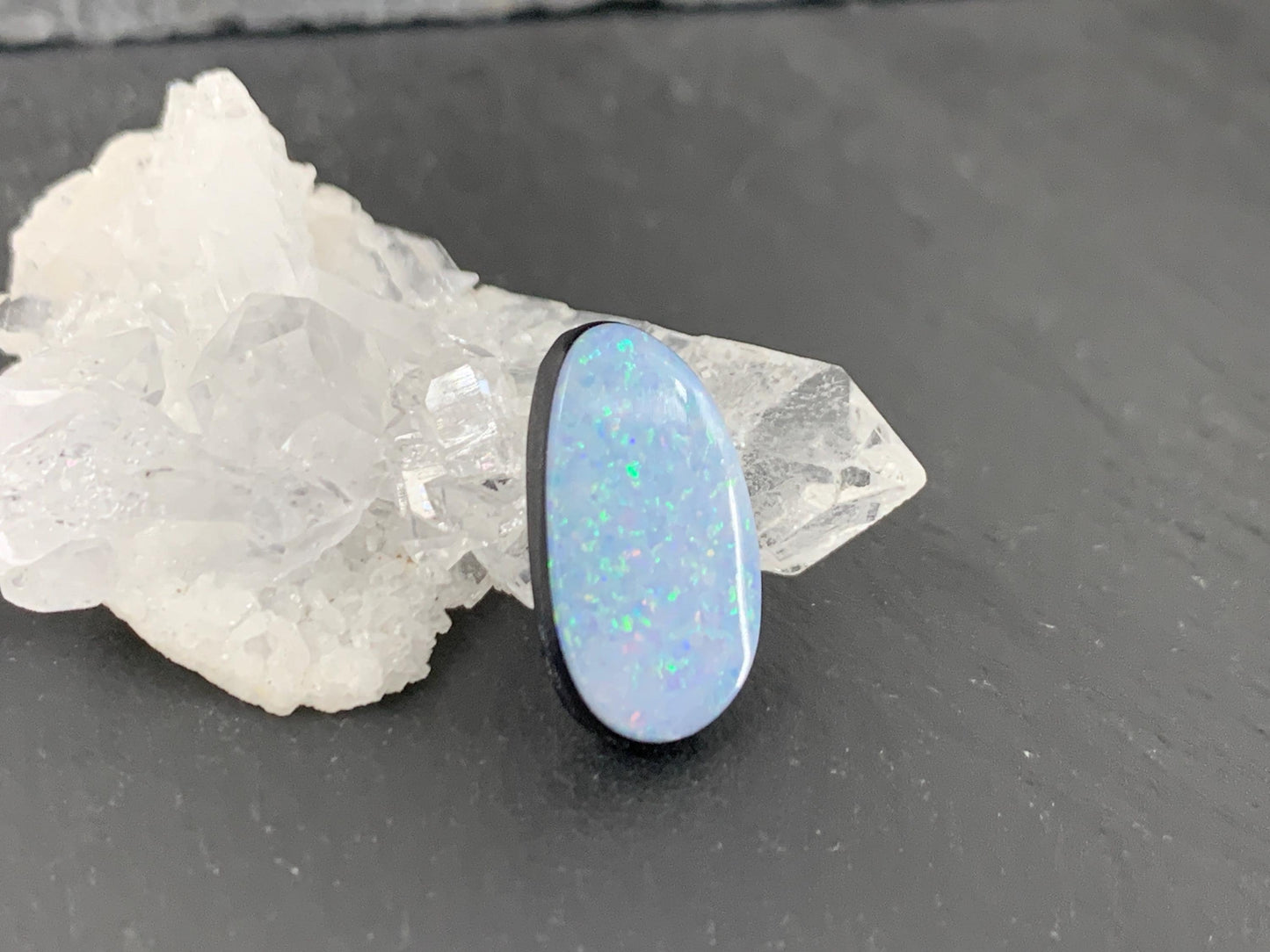 Australian Opal doublet 9x17x4mm cabochon
