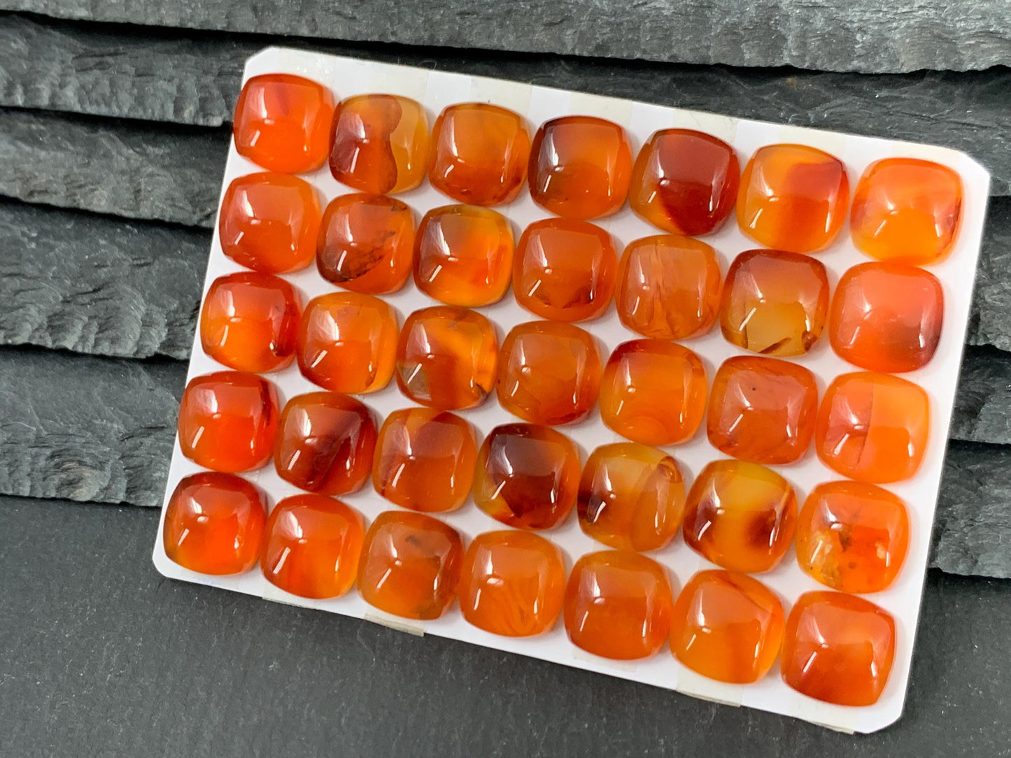 Carnelian Square Cushion 10mm Cabochon - Calibrated Gemstone for Jewelry