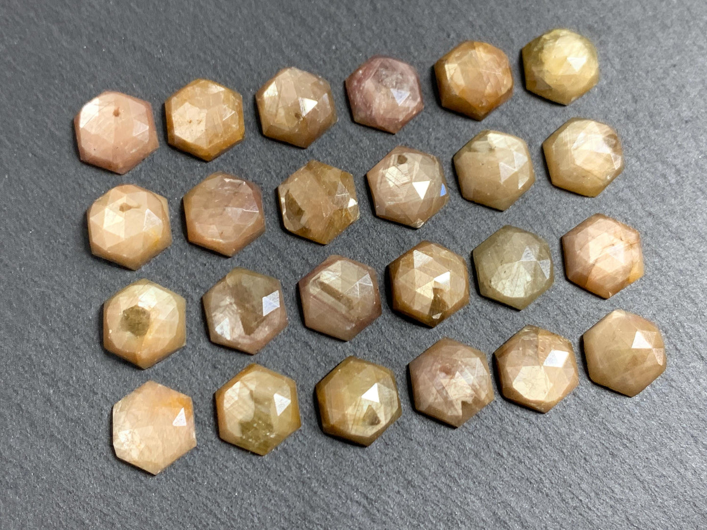Faceted yellow Sapphire hexagon 10mm cabochon