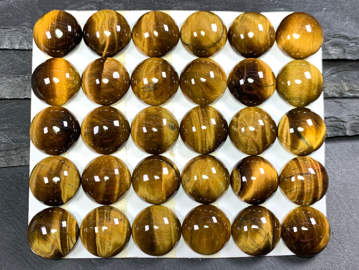 Tiger eye round 15mm cabochon - Calibrated cabochons