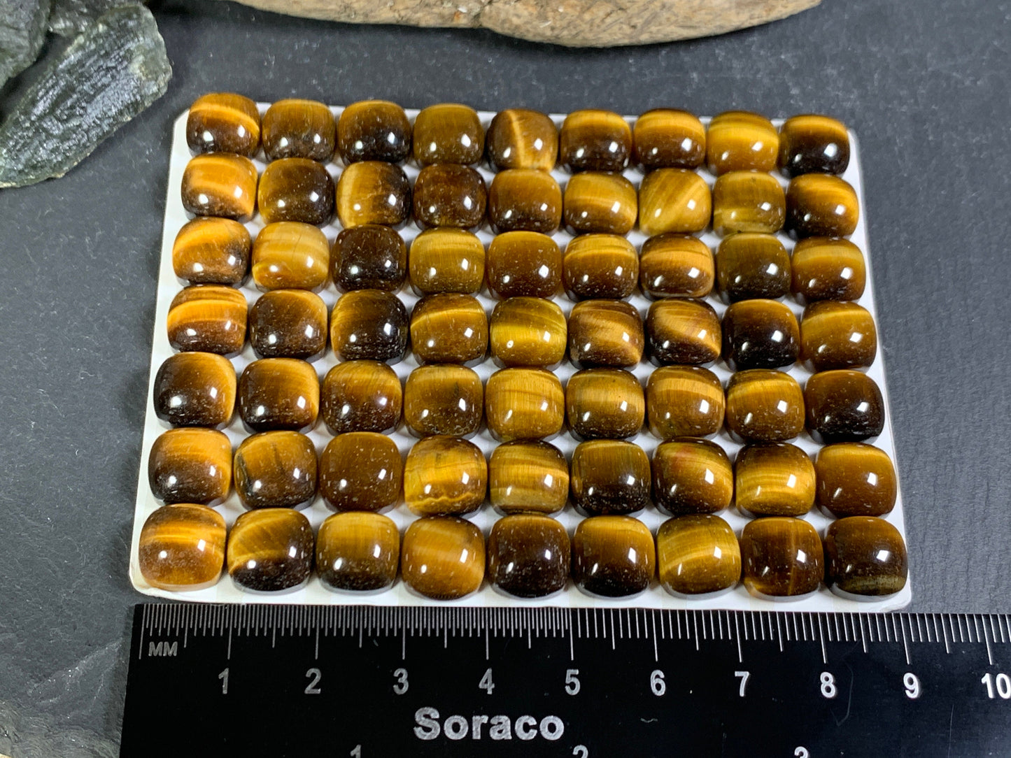 Tiger Eye square cushion 10mm cabochon - Calibrated cabochons