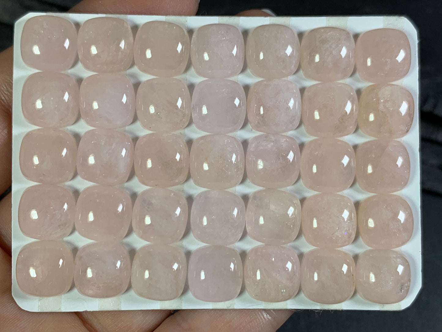 Morganite square cushion 10mm cabochon - Calibrated cabochons