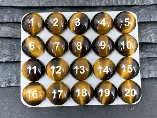 Tiger Eye Cabochon 14mm Round - Natural Calibrated Gemstone Stone