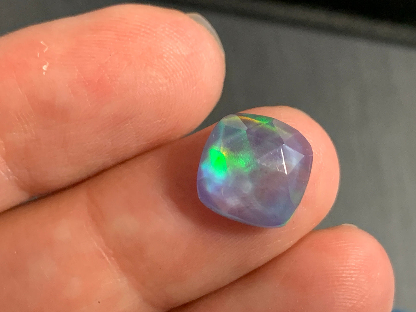 Faceted Aurora Opal square 10mm cabochon - Doublet cabochons