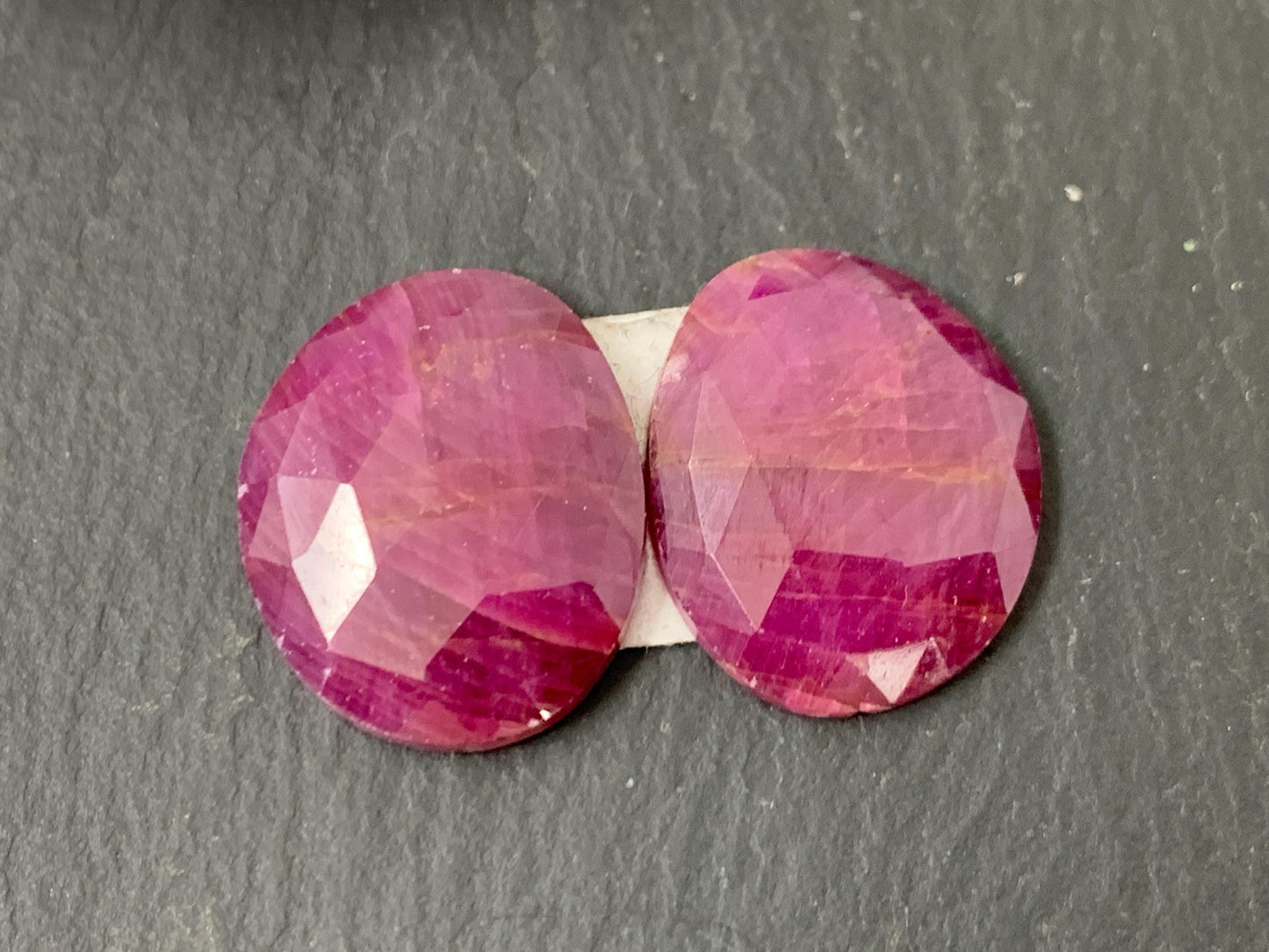 Discounted Faceted Ruby pair 13x17x3.5mm cabochon