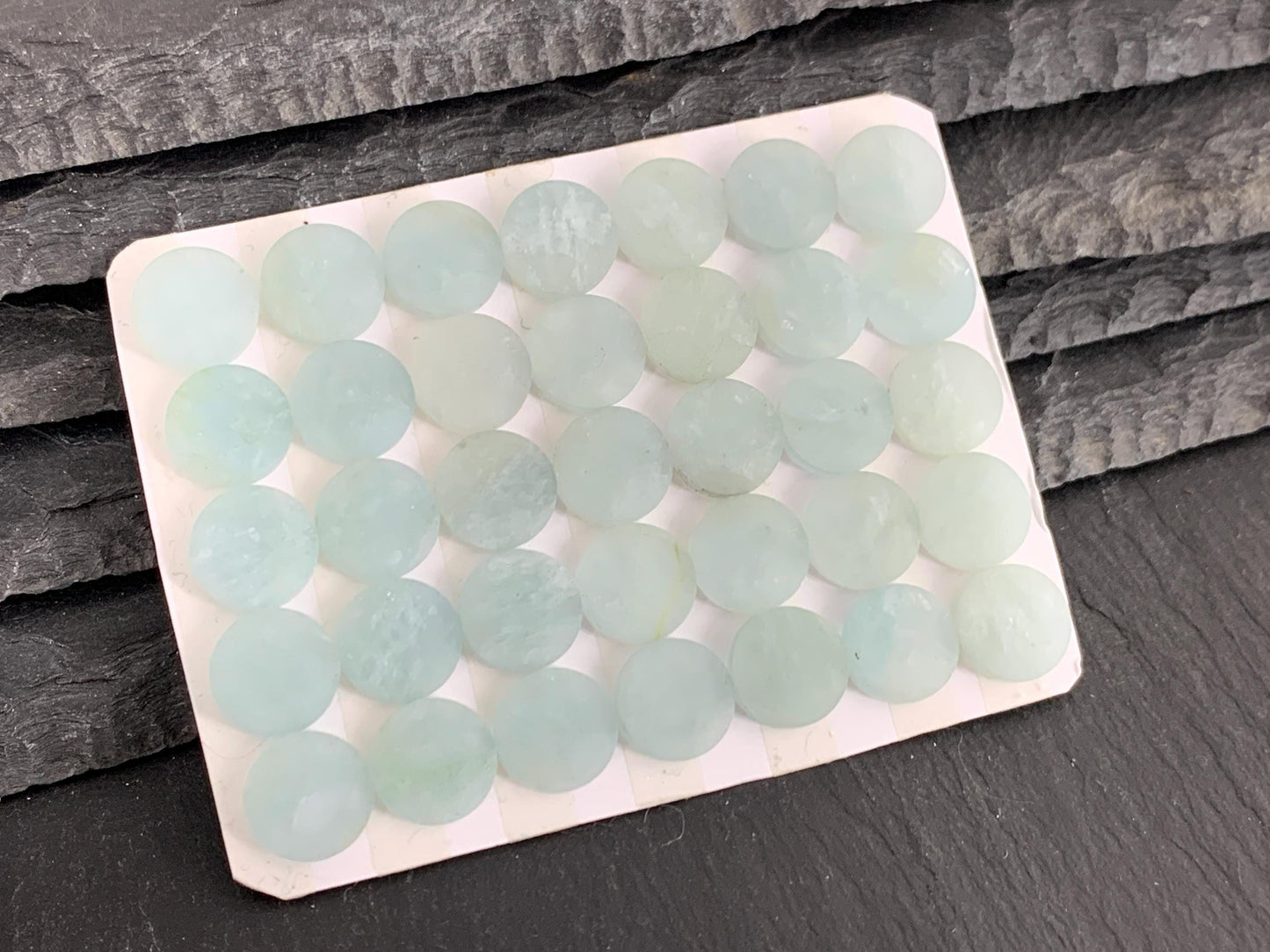 Flat Aquamarine round 10mm cabochon