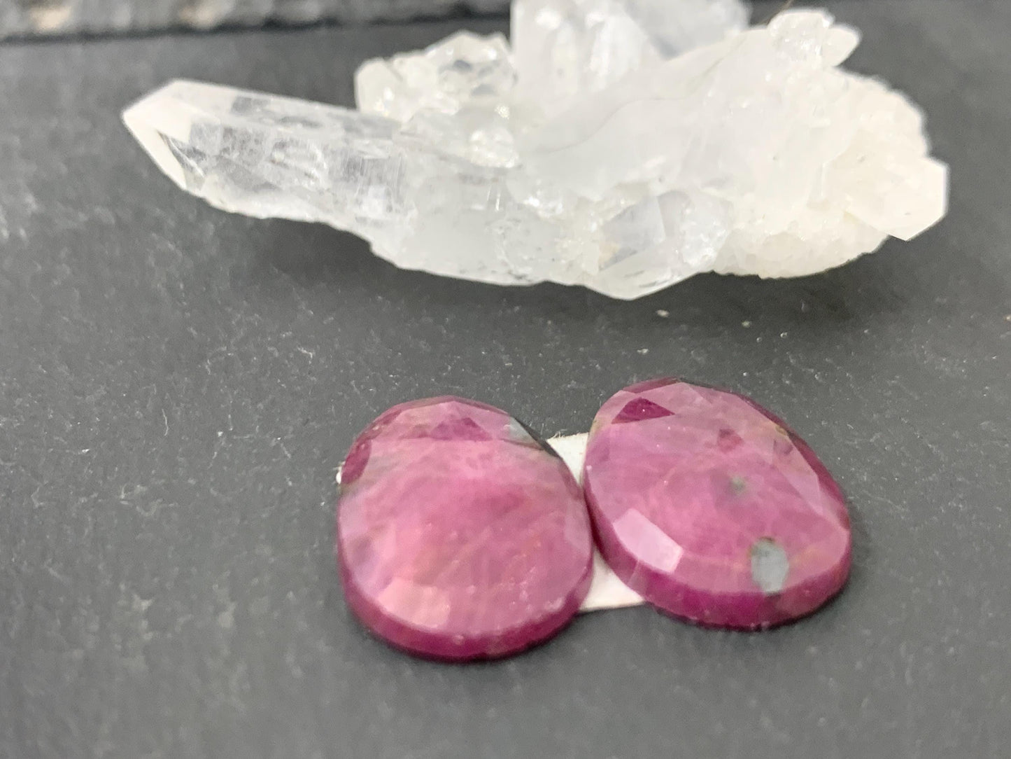 Faceted Ruby pair 10x17x3mm cabochon