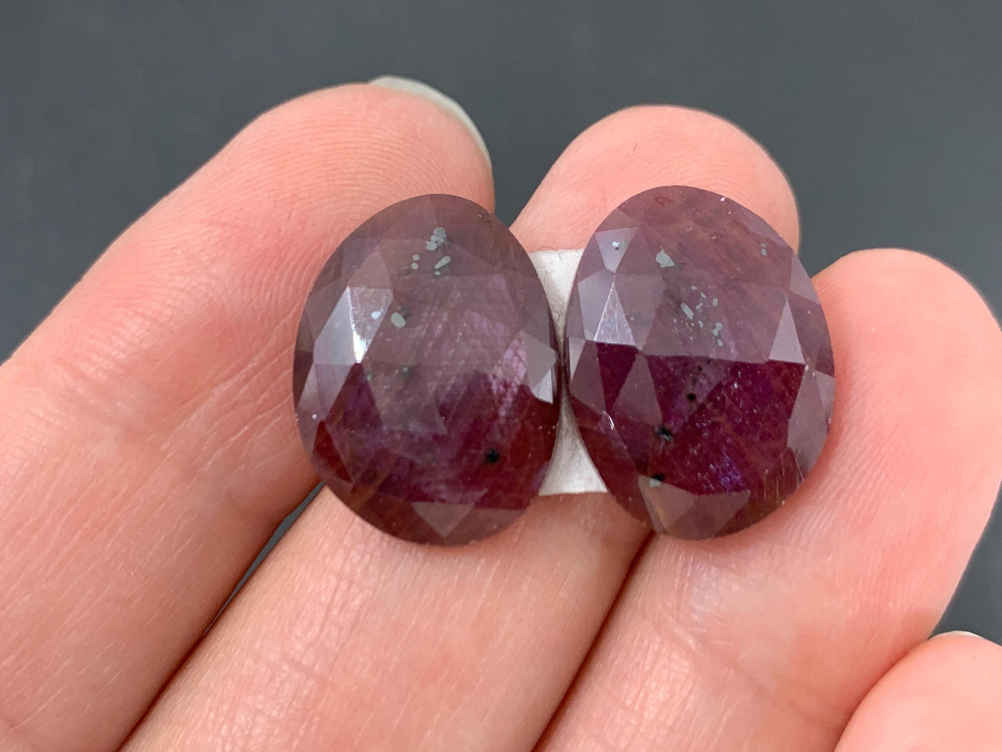 Faceted Ruby pair 12x17x4mm cabochon