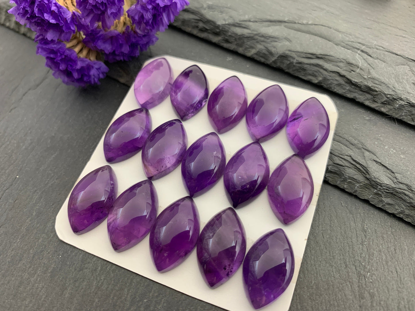 Amethyst marquise 12x20mm cabochon - Calibrated cabochons