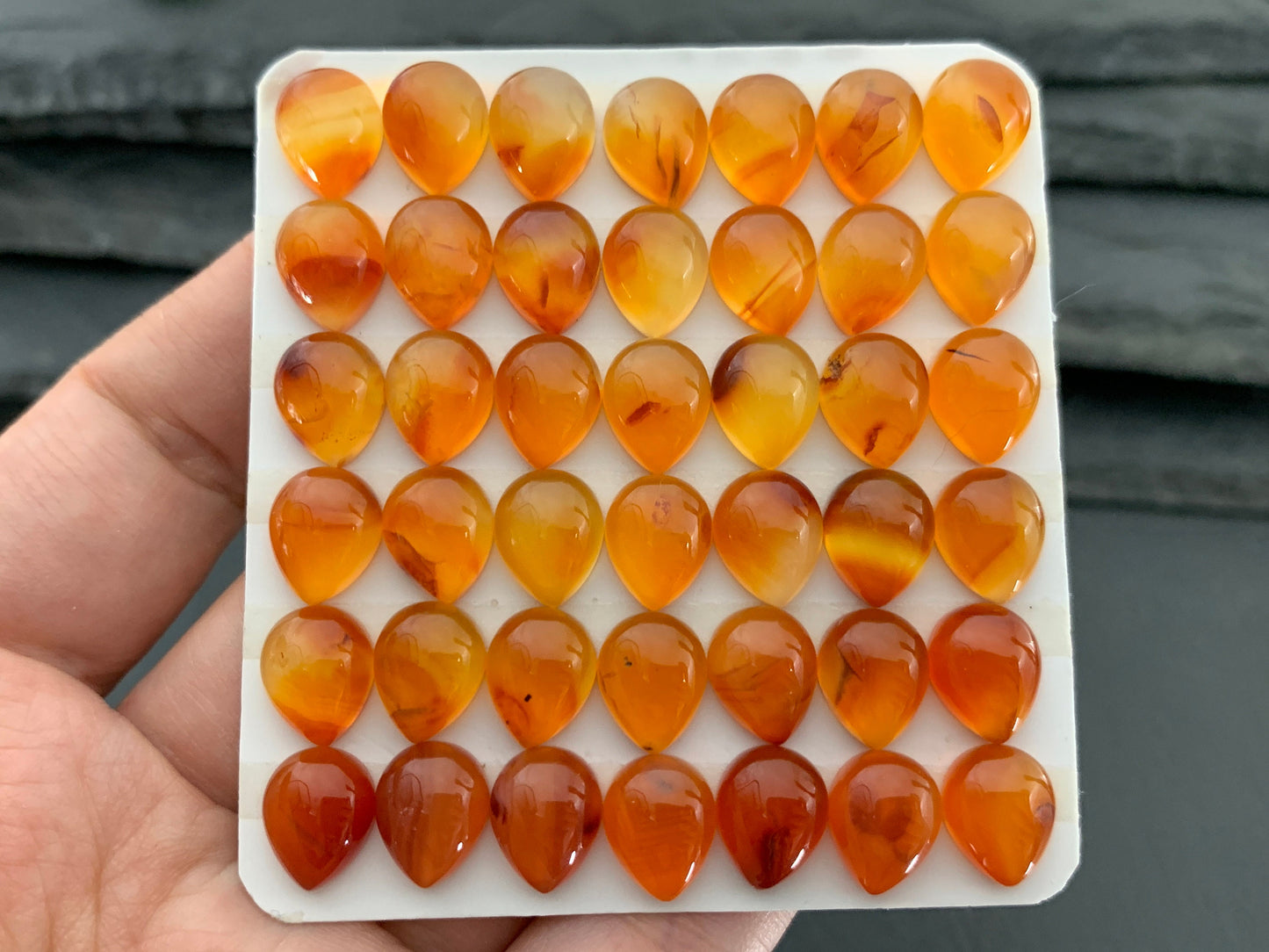 Carnelian pear 8x10mm Cabochon - Calibrated cabochons