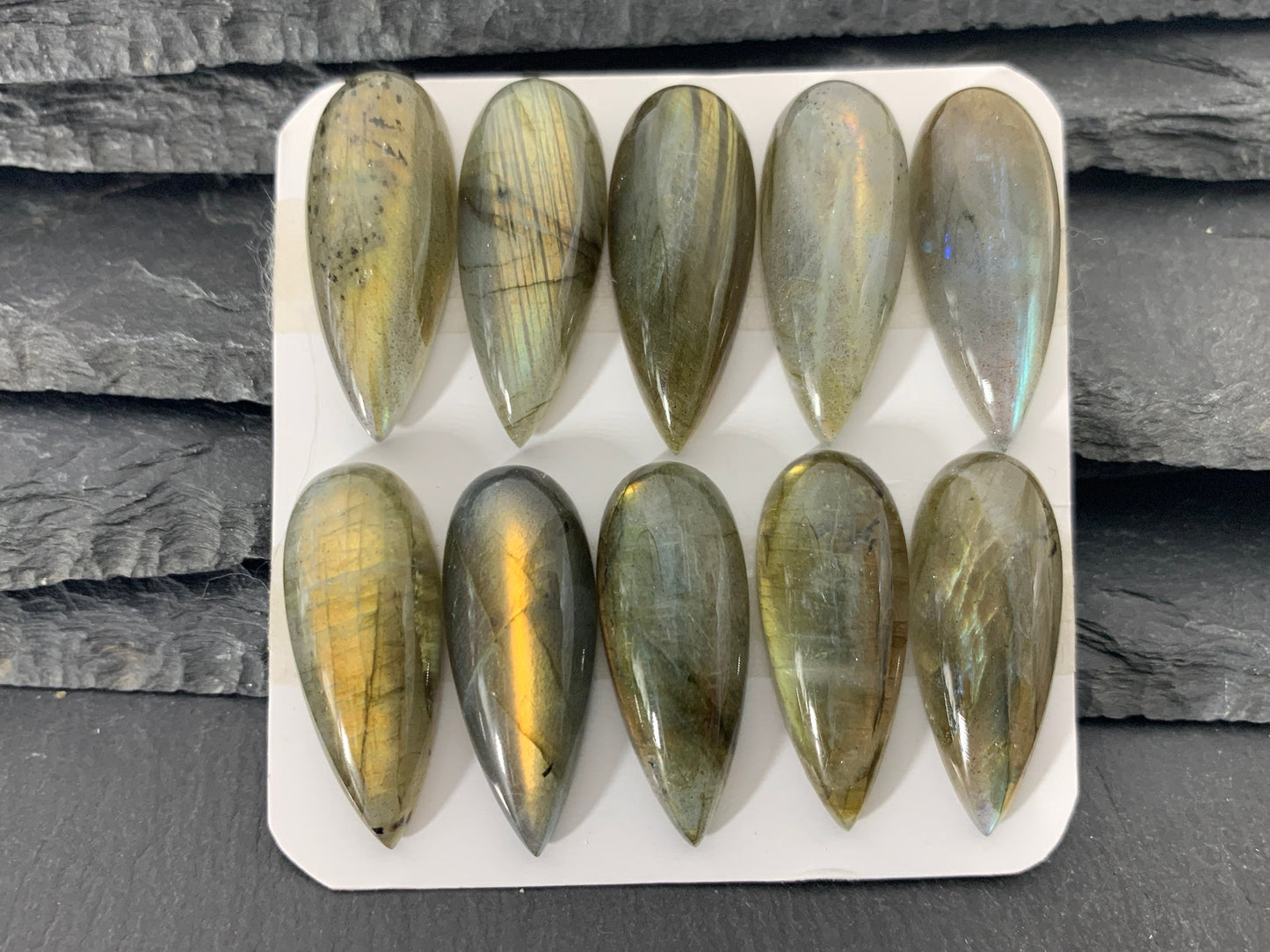 Labradorite pear 12x30mm Cabochon - Calibrated cabochons