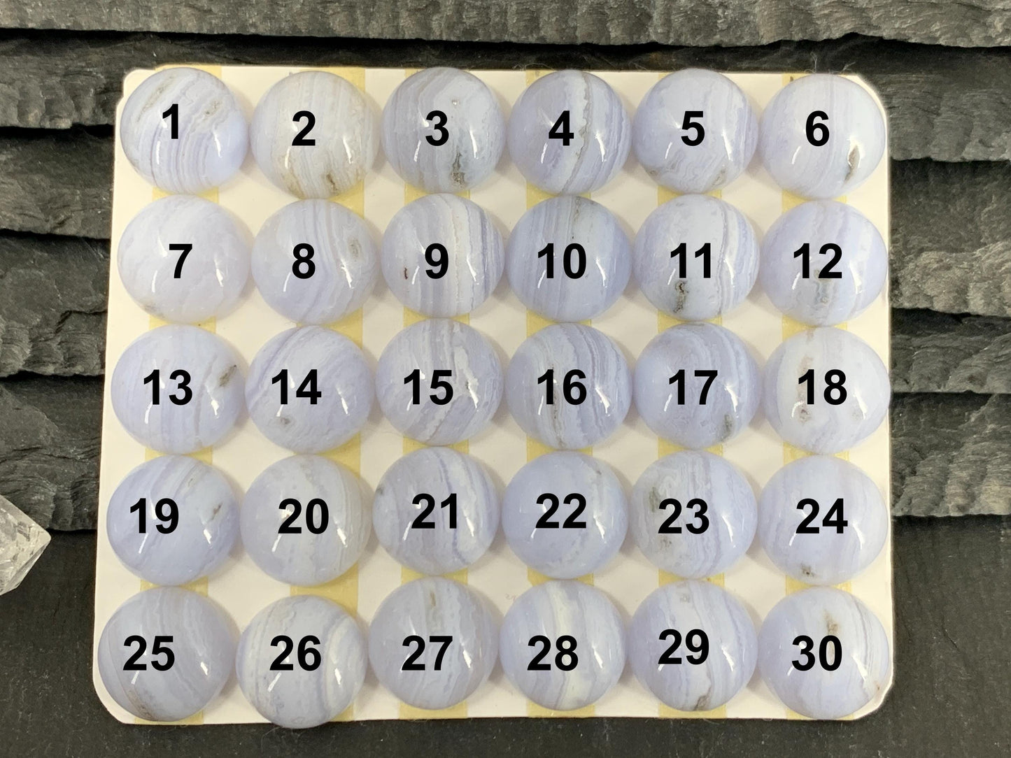 Blue Lace Agate round 12mm cabochon - Calibrated cabochons