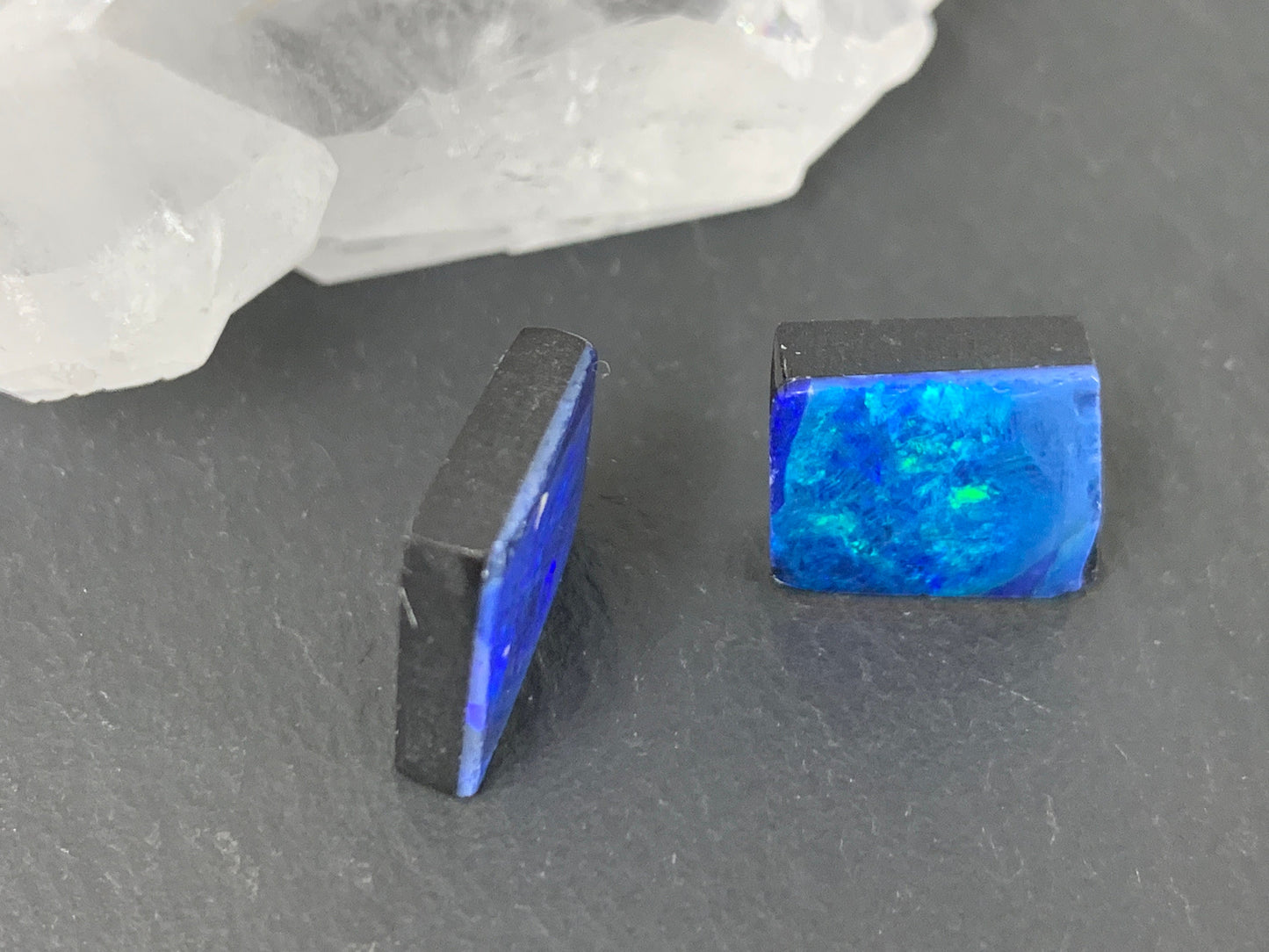 Australian Opal doublet 15x16x3.5mm pair of cabochons