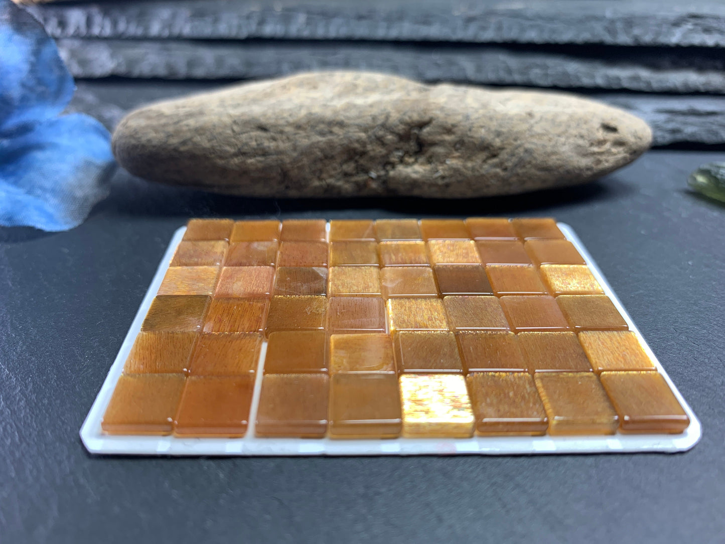 Flat Gold Sunstone square 8mm cabochon - calibrated cabochons