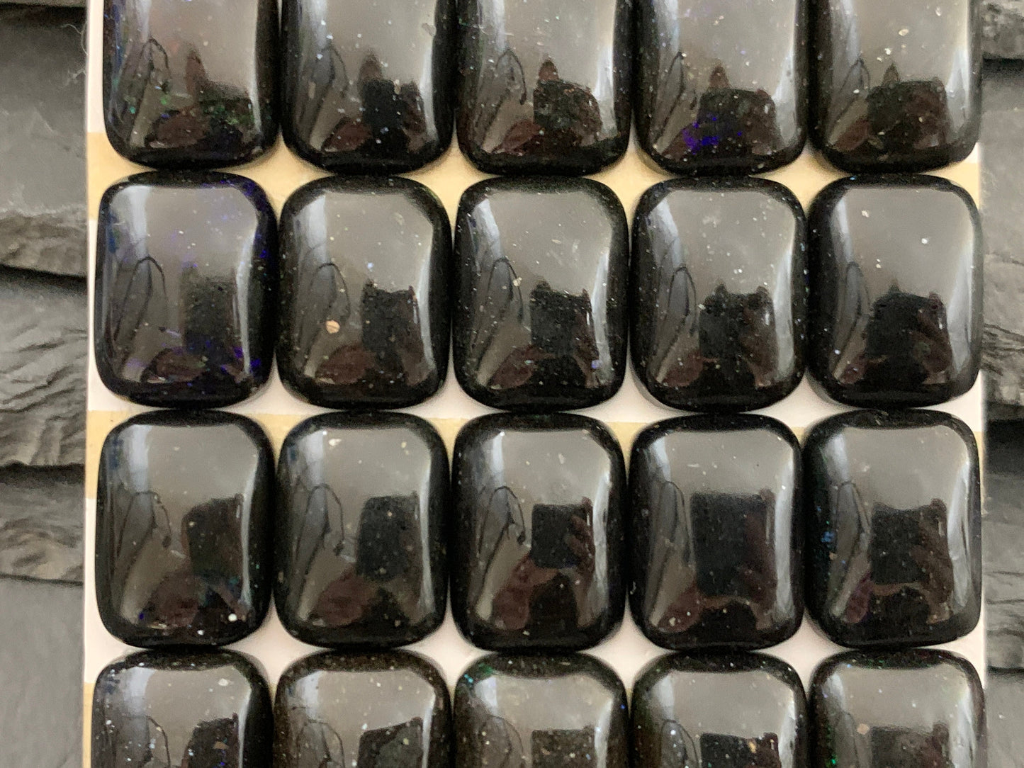 Black Andamooka Opal 12x16mm cabochon - Matrix Australian Opal