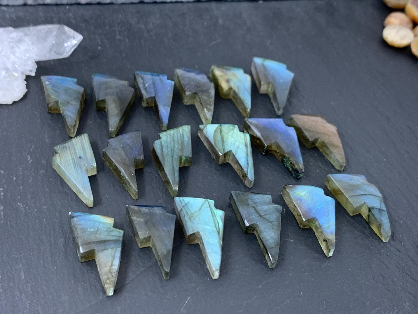 Labradorite lightning bolt 12x19mm cabochon