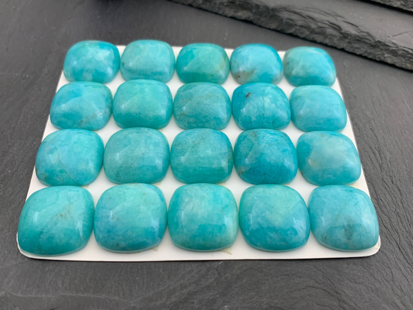 Amazonite square cushion 20mm cabochon - Calibrated cabochons