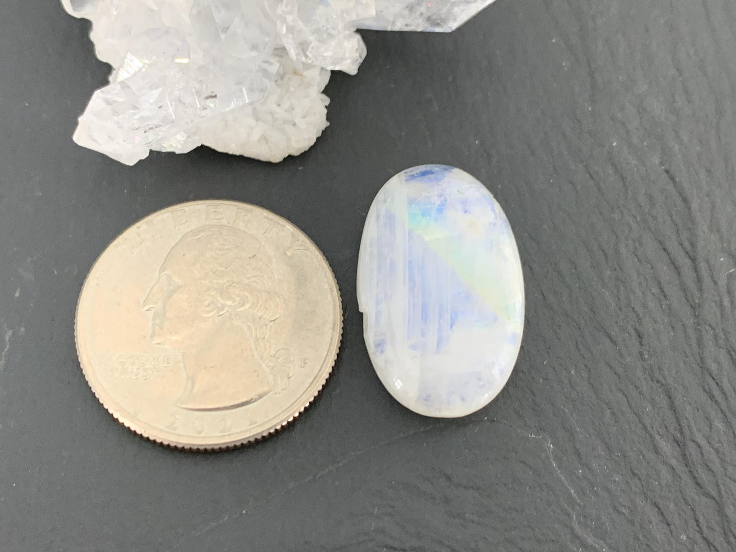 Discounted Rainbow Moonstone 25x16x5mm cabochon