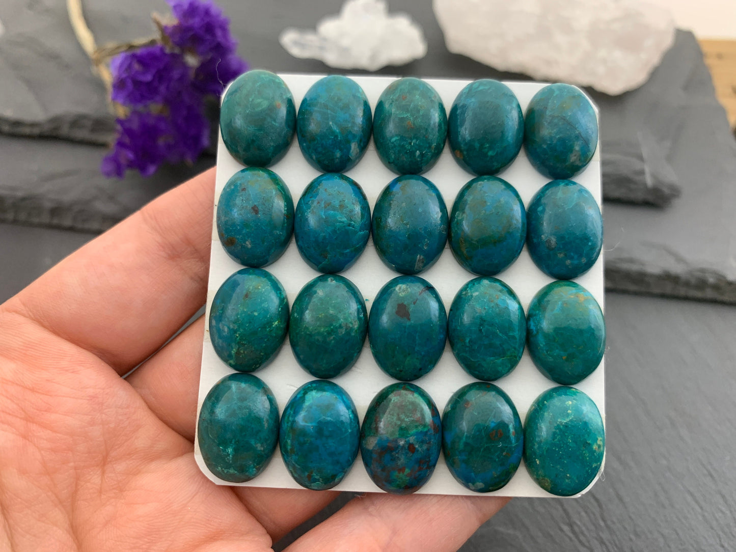 Chrysocolla oval 12x16mm cabochon - Calibrated cabochons