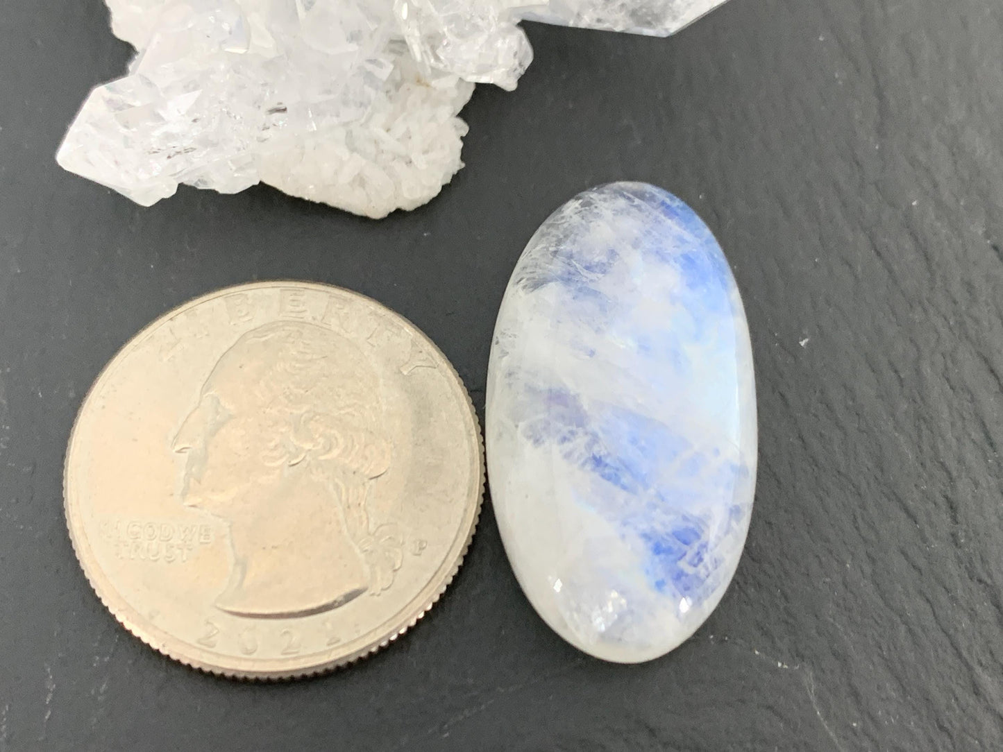 Rainbow Moonstone 29x16x8mm cabochon