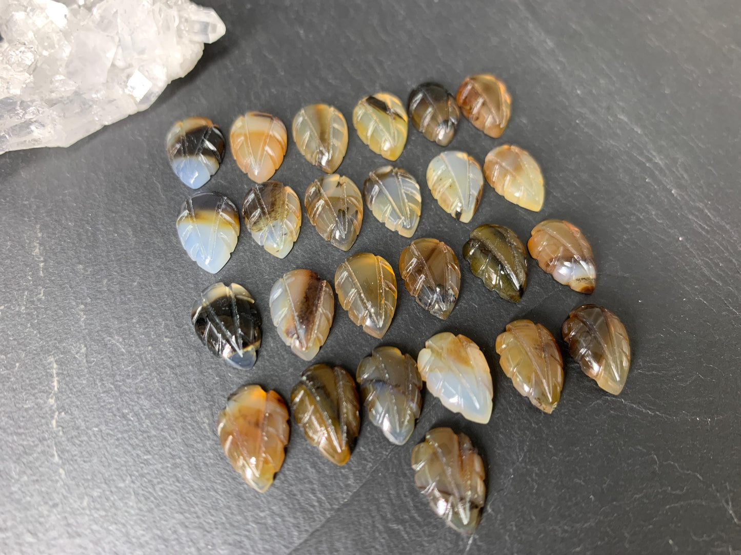 Montana Agate leaf 8x12mm cabochon