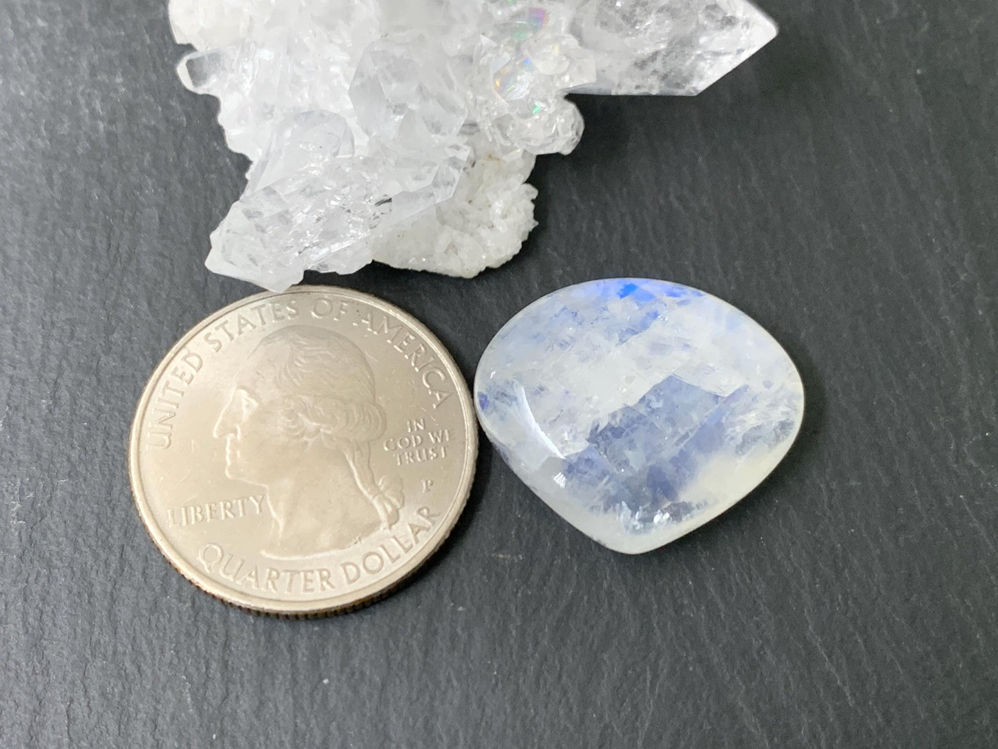 Rainbow Moonstone 23x20x7mm cabochon
