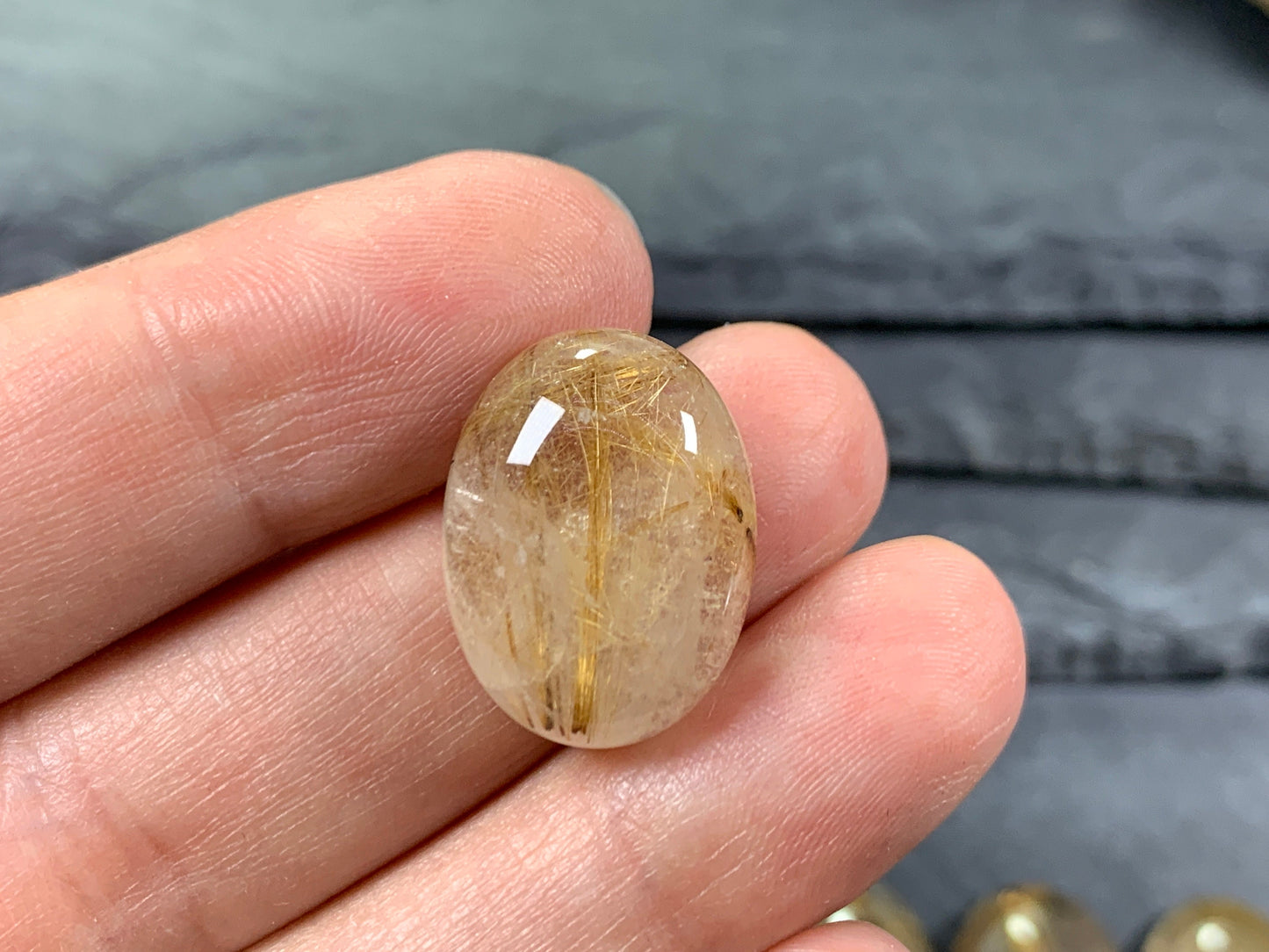 Gold Rutilated Quartz oval 13x18mm cabochon - Calibrated cabochons