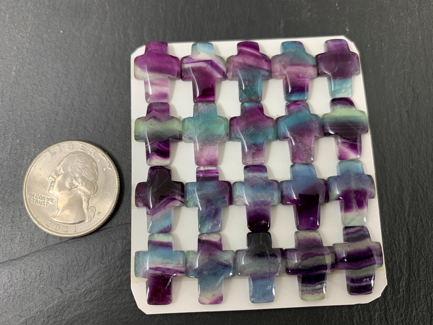 Cross Green Fluorite 12x16mm cabochon - Calibrated cabochons