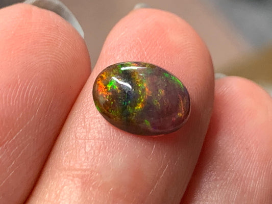 Natural Ethiopian Black Opal 7x10x3mm cabochon