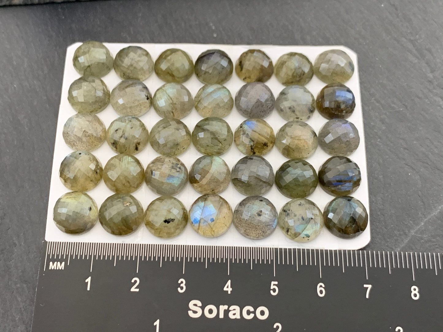 Faceted Labradorite round 10mm cabochon | Calibrated Cabochons | Natural Labradorite