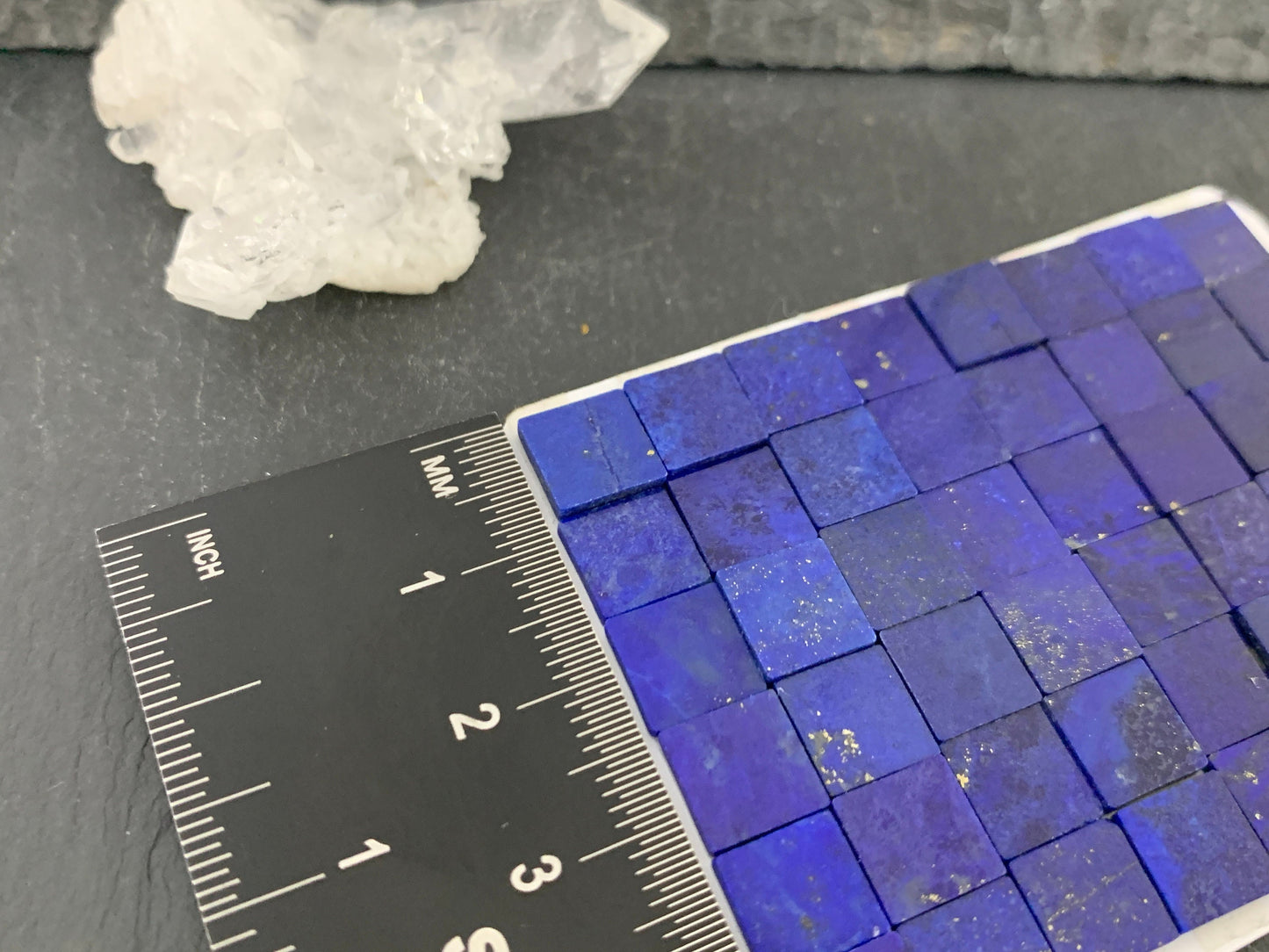 Flat Lapis Lazuli square 8x8mm cabochon - Calibrated cabochons