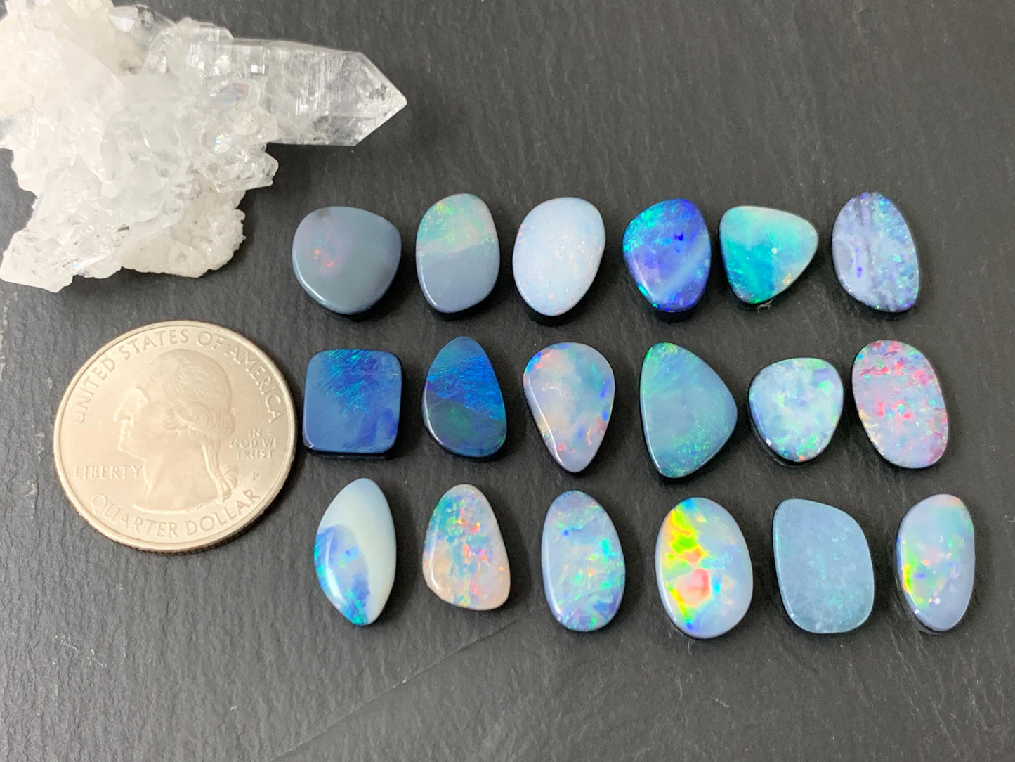 Australian Opal doublet 11-14mm long cabochon