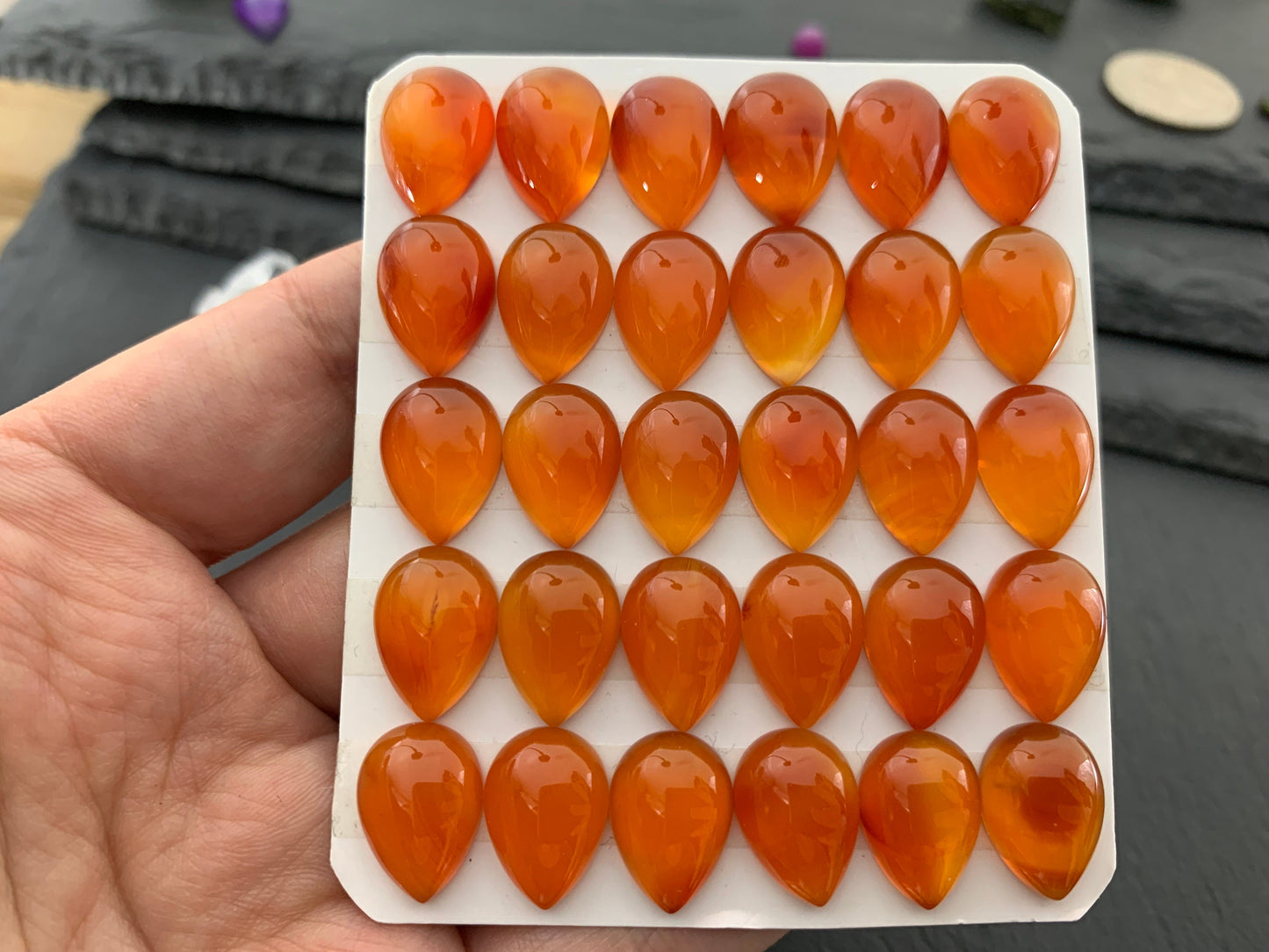 Carnelian pear 10x14mm cabochon - Calibrated cabochons
