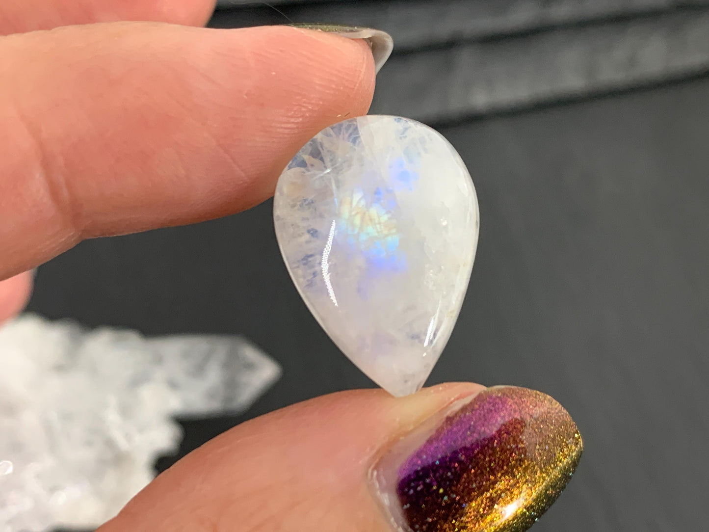 Rainbow Moonstone 20x14x7mm cabochon