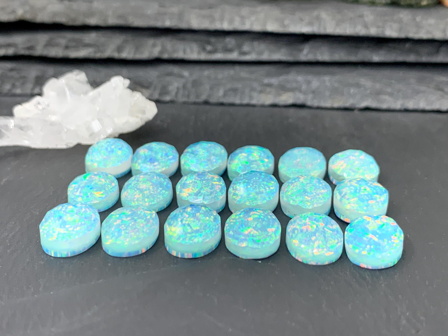 Faceted Aurora Opal oval 10x14mm cabochons - Doublet cabochons