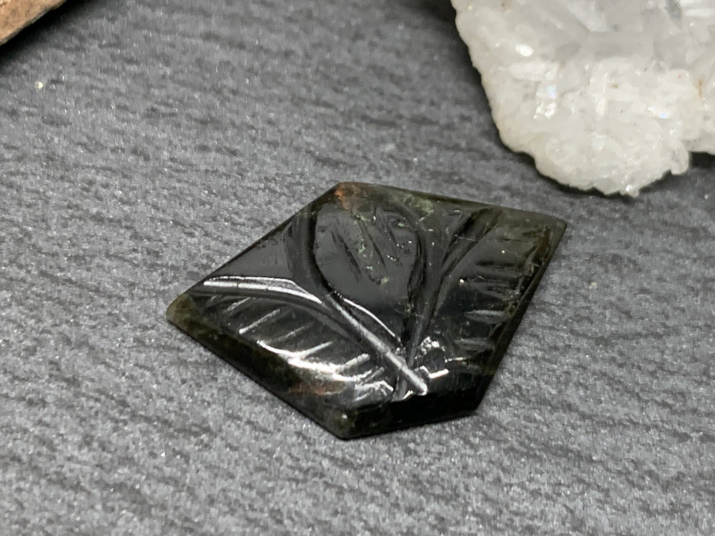 Carved Tourmaline 12x18x2mm cabochon
