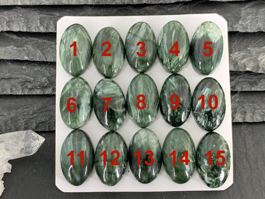 Seraphinite oval 12x20mm Cabochon - Calibrated cabochons